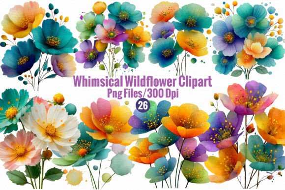 Download Whimsical Wildflower Clipart - Wildflower clipart Collection
