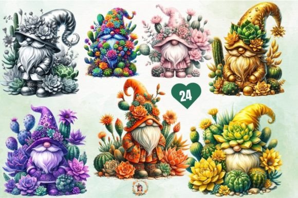 Download Watercolor Cute Gnome Succulent Cactus - Cute Collection