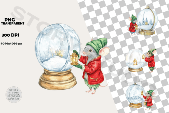 Download Cute Mouse Christmas Snow Globe Clipart - Cute Collection