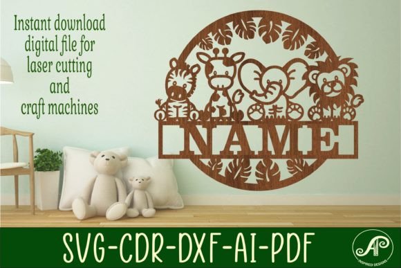 Download Cute Safari Animals Name Sign Svg Laser - Cute Collection