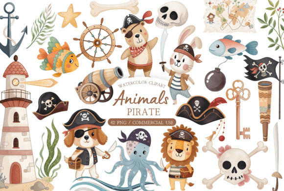 Download Cute Animal Pirate Clipart PNG - Cute Collection