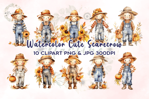Download Watercolor Cute Scarecrow Clipart - Cute Collection