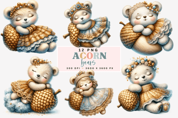 Download Cute Autumn Acorn Bears Clipart - Cute Collection