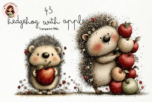 Download Cute Hedgehog with Apples PNG Clipart - Cute Collection