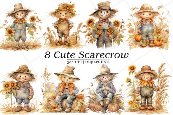 Download Cute Scarecrow Watercolor Clipart - Cute Collection