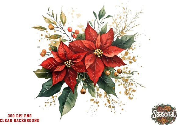 Download Classic Red Floral Christmas Bouquet PNG - Red floral christmas Collection