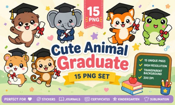 Download Cute Animal Graduate PNG Clipart Bundle - Cute Collection
