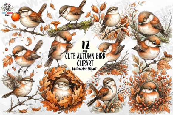 Download Cute Autumn Bird Clipart PNG - Cute Collection