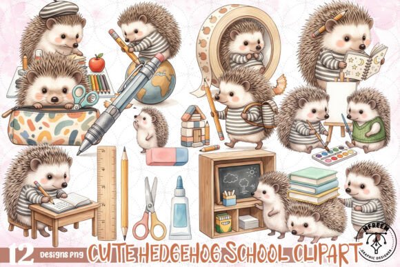 Download Cute Hedgehog School Clipart PNG - Cute Collection