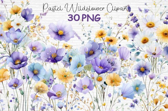Download Pastel Wildflower Clipart Bundle PNG - Wildflower clipart Collection