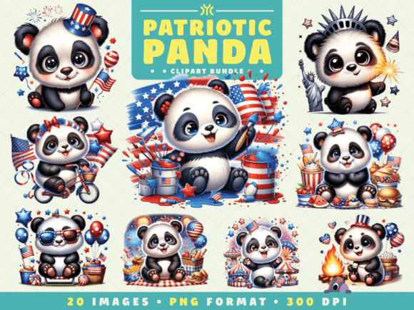 Download Cute Patriotic Panda Clipart - Cute Collection