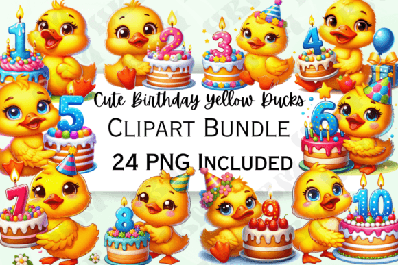 Download Cute Birthday Yellow Ducks Clipart - Cute Collection