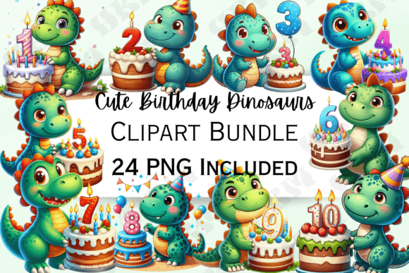 Download Cute Birthday Dinosaurs Clipart - Cute Collection