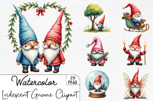 Download Lridescent Christmas Cute Gnome Clipart - Cute Collection