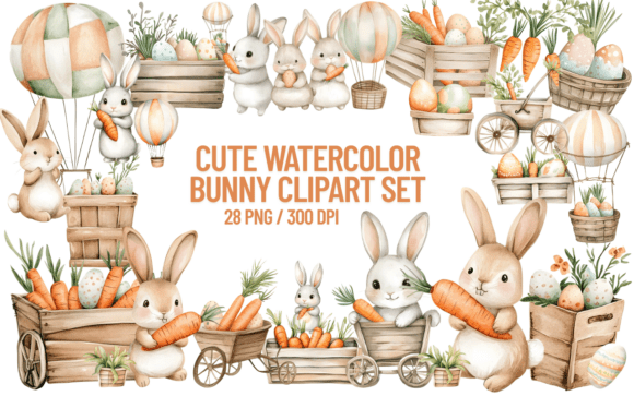 Download Cute Easter Clipart Watercolor - Bunny - Cute Collection