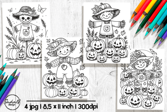 Download Cute Scarecrow Halloween Coloring Page - Cute Collection