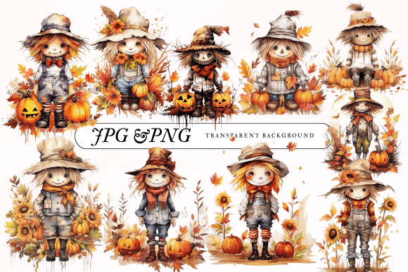Download Cute Scarecrow Bundle Clip Art Halloween - Cute Collection