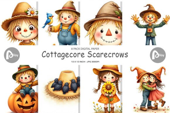 Download Cute Scarecrow Digital Paper - Cute Collection