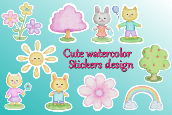 Download Cute Watercolor Stickers - Cute Collection