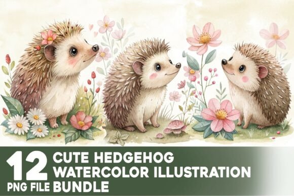 Download Cute Hedgehog Watercolor Bundle - Cute Collection