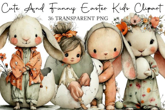 Download Cute and Funny Easter Kids Clipart - Cute Collection