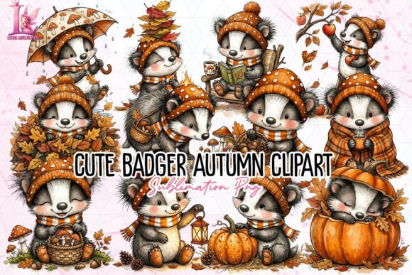 Download Cute Badger Autumn Clipart PNG - Cute Collection