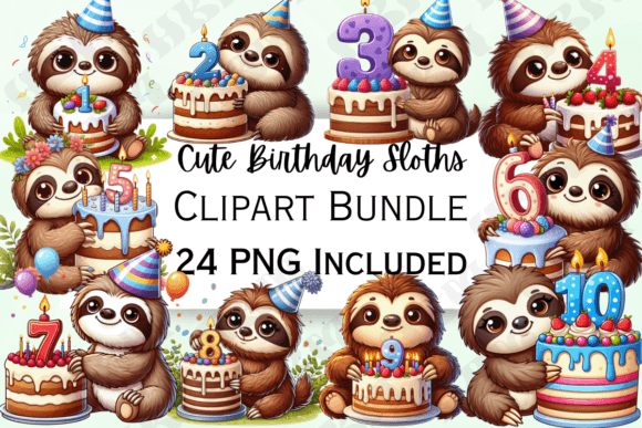 Download Cute Birthday Sloth Clipart - Cute Collection