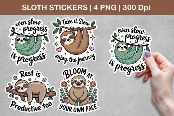 Download Sloth Stickers | Cute Motivational Sloth - Cute Collection