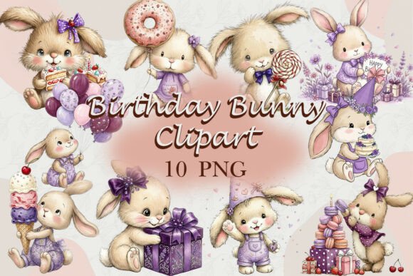 Download Cute Birthday Bunny Clipart PNG - Cute Collection