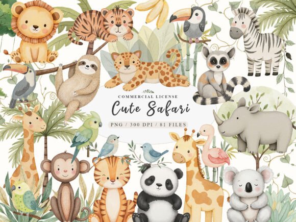 Download Watercolor Cute Boho Baby Safari Animals - Cute Collection