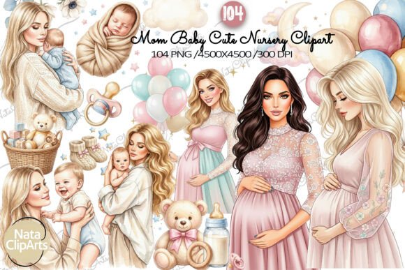 Download Mom Baby Cute Nursery Clipart - Cute Collection