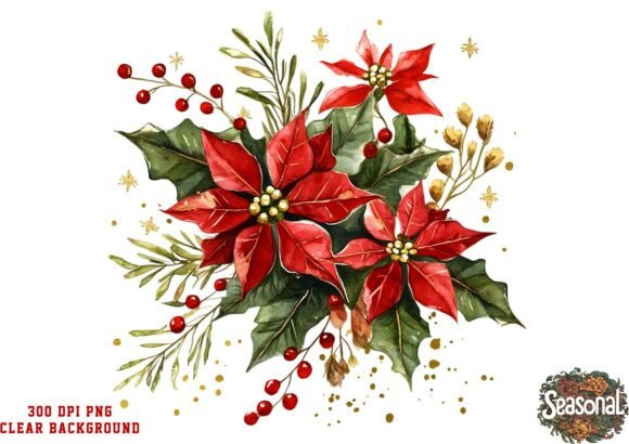 Download Christmas Red Floral Bouquet Clipart - Premium Resources