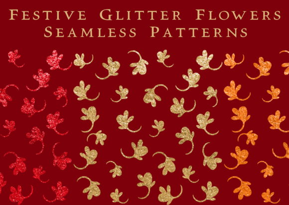 Download Gold Red Copper Glitter Floral Christmas - Premium Resources